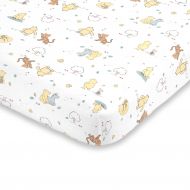 [아마존베스트]Disney Winnie the Pooh Classic Pooh 100% Cotton Fitted Crib Sheet in Ivory, Butter, Aqua and Orange