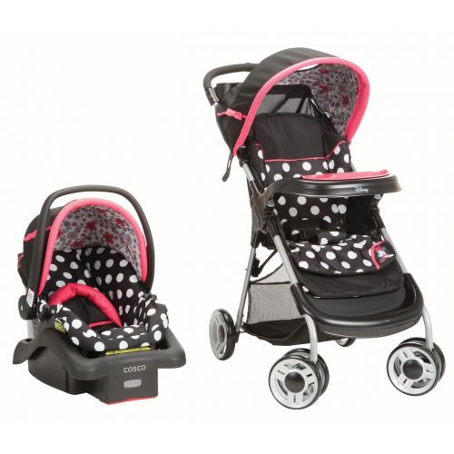 디즈니 Disney Baby Minnie Mouse Lift & Stroll Plus Travel System, Minnie Coral Flowers