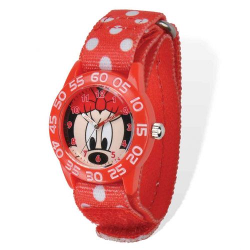 디즈니 Disney Minnie Acrylic Case Red Hook and Loop Time Teacher Watch by Disney