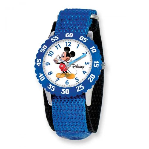 디즈니 Disney Kids Mickey Mouse Blue Hook and Loop Band Time Teacher Watch by Disney