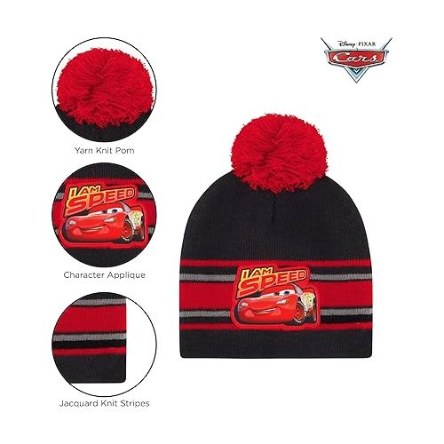 디즈니 Disney Boys Toddler Winter Hat, Scarf & Mittens Set 2-4 Or Cars Lightning McQueen Hat, Scarves & Kids Gloves Sets 4-7