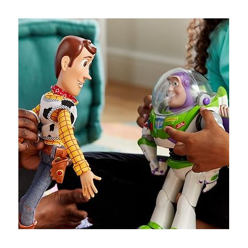 디즈니 Store Official Woody Interactive Talking Action Figure from Toy Story 4, 15 Inches, Features 10+ English Phrases, Interacts with Other Figures, Removable Hat, Ages 3+