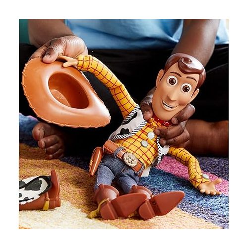 디즈니 Store Official Woody Interactive Talking Action Figure from Toy Story 4, 15 Inches, Features 10+ English Phrases, Interacts with Other Figures, Removable Hat, Ages 3+