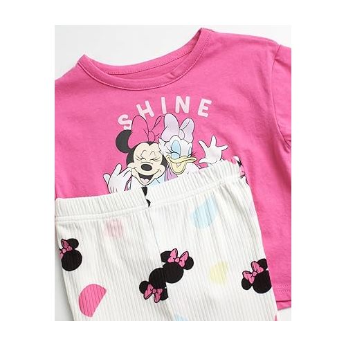 디즈니 Disney Minnie Mouse Little Girls' Leggings Set - 2 Piece T-Shirt and Leggings Pants Set (Size: 12M-6X)