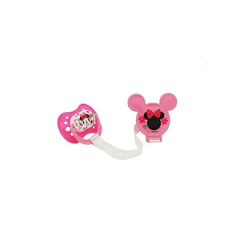 디즈니 Cudlie Disney Baby Girl Minnie Mouse Pack of 2 Pacifier with 2 Clips, Florals