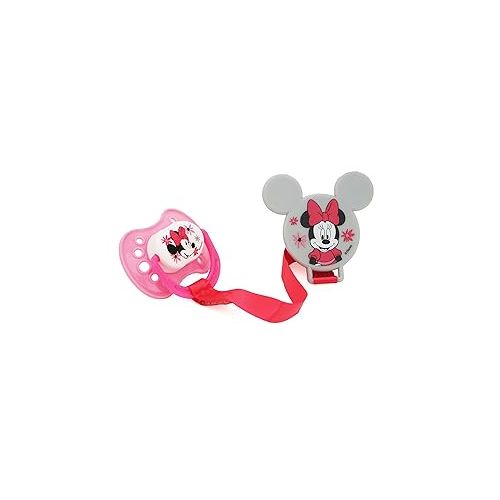 디즈니 Cudlie Disney Baby Girl Minnie Mouse Pack of 2 Pacifier with 2 Clips, Florals