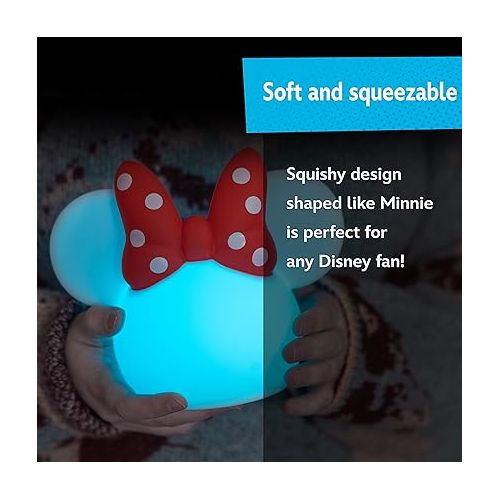 디즈니 Disney Minnie Mouse Squishy Light, Color Changing, Night Light for Kids, USB Lamp, Battery Operated, Dimmable, Ideal for Bedroom, Playroom, Living Room, and More, 66945