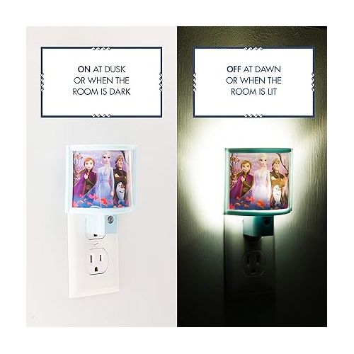 디즈니 Disney Frozen Wrap Shade LED Night Light, Plug-in, Dusk to Dawn, Girls Bedroom Decor, UL-Listed, Ideal for Nursery, Bathroom, 46276