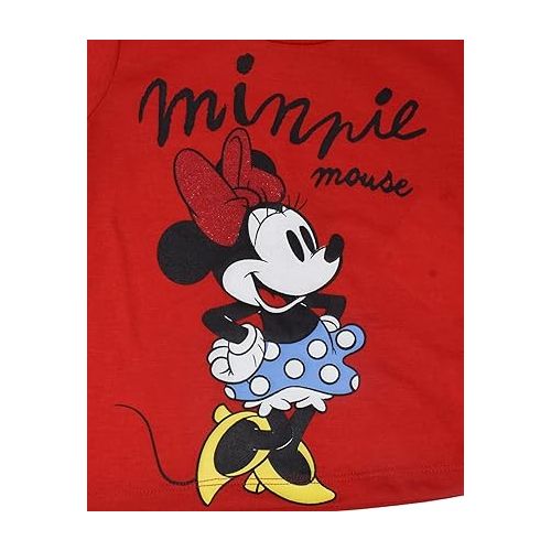 디즈니 Disney Minnie Mouse Rainbow Floral July 4th T-Shirt and Twill Shorts Outfit Set Infant to Big Kid Sizes (12 Months - 14-16)