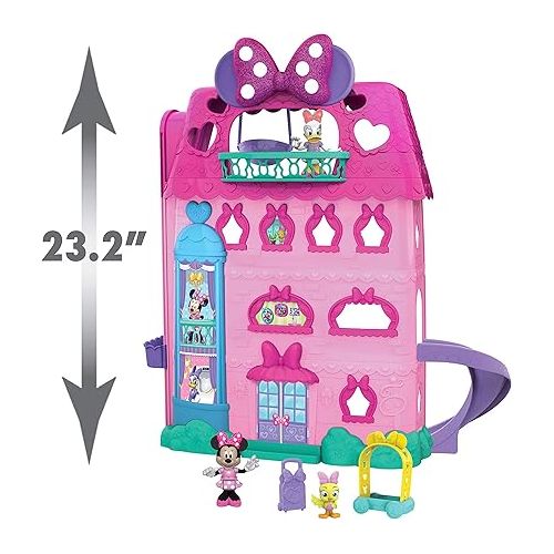 디즈니 Disney Junior Minnie Mouse Bow-Tel Hotel, 20-piece 2-Sided Playset, Figures, Lights, Sounds