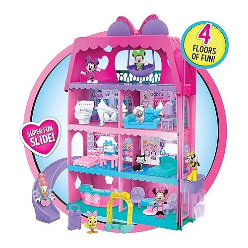 디즈니 Disney Junior Minnie Mouse Bow-Tel Hotel, 20-piece 2-Sided Playset, Figures, Lights, Sounds