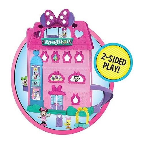 디즈니 Disney Junior Minnie Mouse Bow-Tel Hotel, 20-piece 2-Sided Playset, Figures, Lights, Sounds