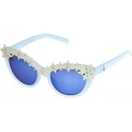 Disney Girls Frozen Snowflakes Kids Cat Eye Sunglasses, Light Blue, 48