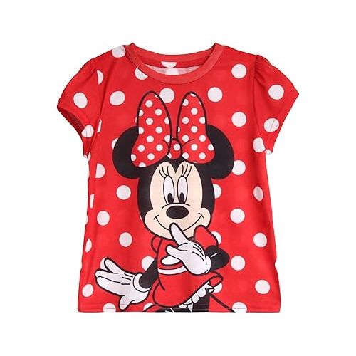 디즈니 Disney Girls’ T-Shirt ? 4 Pack Cute Minnie Mouse and Princess Short Sleeve Shirts Princess Tee Gift Set for Girls