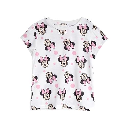 디즈니 Disney Girls’ T-Shirt ? 4 Pack Cute Minnie Mouse and Princess Short Sleeve Shirts Princess Tee Gift Set for Girls