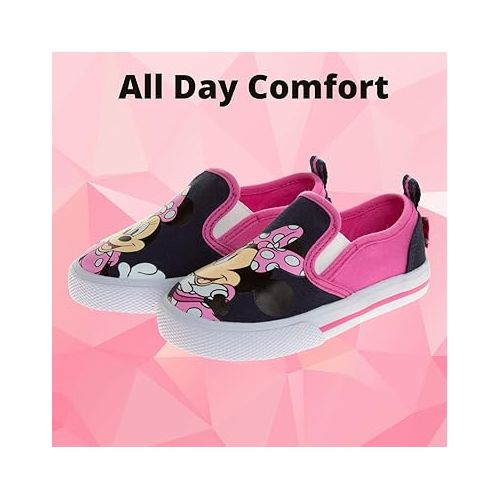 디즈니 Disney Minnie Mouse, Elsa Frozen, Princess Shoes for Girls Toddler Kids Character Loafer Low top Slip-on Casual Tennis Canvas Sneakers