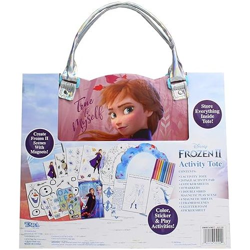 디즈니 Tara Toys Frozen 2 Enchanted Activity Tote - Ultimate Princess Adventure Bag with Coloring Books, Stickers, and Craft Supplies, Travel-Friendly Set for Little Artists, Imaginative Play, Ages 3+
