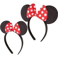 Disney Little Girl's Minnie Mouse 2 Piece Mommy and Me Polka Dot Bow Headband Set Accessory, black/red minnie mouse Mommy/me Headband Set, One Size