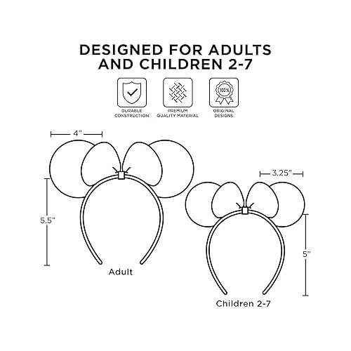 디즈니 Disney Little Girl's Minnie Mouse 2 Piece Mommy and Me Polka Dot Bow Headband Set Accessory, black/red minnie mouse Mommy/me Headband Set, One Size