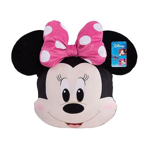 디즈니 Disney Classics Character Heads, Minnie Mouse, 13.5-Inch Plushie, Soft Pillow Buddy Toy for Kids, Officially Licensed Kids Toys for Ages 2 Up by Just Play