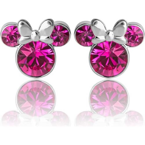디즈니 Disney Womens Minnie Mouse Birthstone Stud Earrings - Minnie Mouse Earrings - Birthstone Jewelry - Disney Jewelry