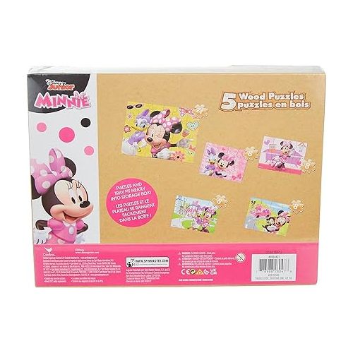 디즈니 Disney Minnie Mouse 5 Wood Jigsaw Puzzles in Wood Storage Box