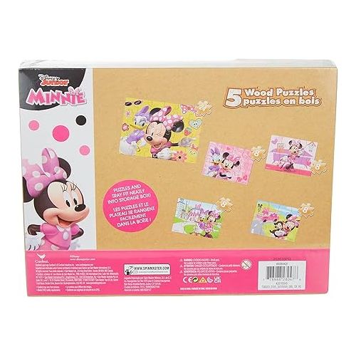 디즈니 Disney Minnie Mouse 5 Wood Jigsaw Puzzles in Wood Storage Box