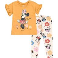 Disney Minnie Mouse Floral Peplum T-Shirt and Leggings Outfit Set Infant to Big Kid Sizes (12 Months - 14-16)
