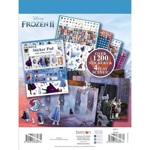 디즈니 Disney Frozen 2 Sticker Pad with Play Scenes Including 1200 Stickers 46035 Bendon