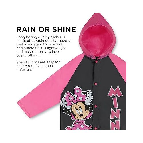 디즈니 Disney Kids Umbrella and Slicker, Minnie Mouse/Moana/Vampirina Toddler and Little Girl Rain Wear Set, for Ages 2-7