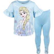 Disney Princess Frozen Moana Little Mermaid Floral Girls T-Shirt & Leggings Outfit Set Toddler to Big Kid Sizes (2T - 14-16)