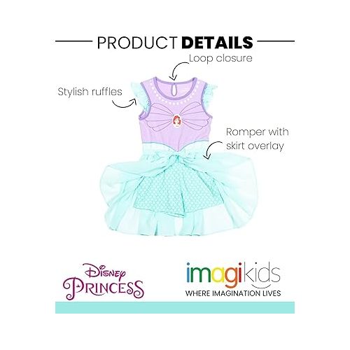 디즈니 Disney Princess Girls Romper With Skirt Overlay Toddler to Big Kid