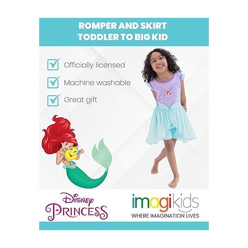 디즈니 Disney Princess Girls Romper With Skirt Overlay Toddler to Big Kid