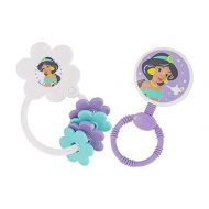 2 Pack Disney Princess Character Shape Rattle and Keyring Teether, Premium Toddler Birthday Toys, Infant Teething Toys, Great for Newborn Shower Gifts