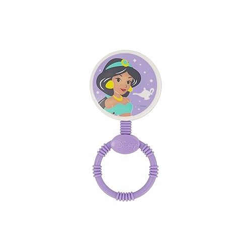 디즈니 2 Pack Disney Princess Character Shape Rattle and Keyring Teether, Premium Toddler Birthday Toys, Infant Teething Toys, Great for Newborn Shower Gifts