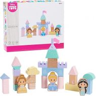 Disney Wooden Toys Princess Castle Block Set, 25-Pieces Include Cinderella, Belle, and Jasmine Block Figures, Officially Licensed Kids Toys for Ages 18 Month by Just Play