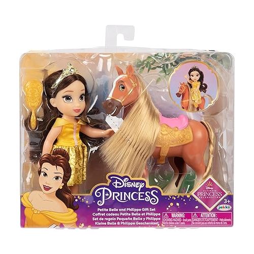 디즈니 Disney Princess Belle Doll & Phillipe Petite Gift Set, Yellow