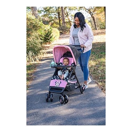 디즈니 Disney Baby Minnie Mouse Simple Fold LX Travel System, Lift to fold compactly in Less Than a Second for Easy Storage; self-Standing When Folded, Minnie Dot Party