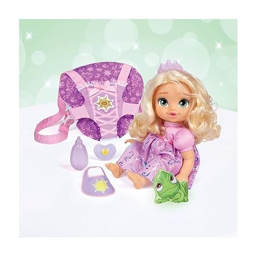 디즈니 Disney Princess Rapunzel Baby Doll Deluxe with Tiara, Carrier, Plush Friend, Pacifier, Bib & Baby Bottle [Amazon Exclusive]