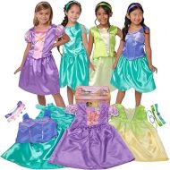 Disney Princess Girls Dress Up Trunk - Rapunzel, Ariel, Tiana & Jasmine - 21 Pieces [Amazon Exclusive]