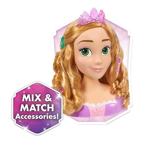 디즈니 Disney Princess Rapunzel Styling Head, 18-pieces, Pretend Play, Officially Licensed Kids Toys for Ages 3 Up by Just Play