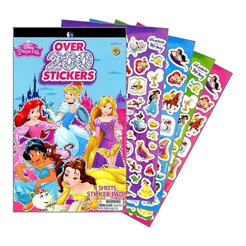 디즈니 Disney Princess Series Sticker Book Over 200+ - Perfect for Gifts, Party Favor, Goodies, Reward, Scrapbooking, Stocking Stuffer, Children Craft, Classroom, School for Kids Girls, Boys, Toddlers