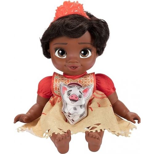 디즈니 Disney Princess Moana Baby Doll Deluxe with Tiara, Carrier, Plush Friend, Pacifier, Bib & Baby Bottle [Amazon Exclusive]