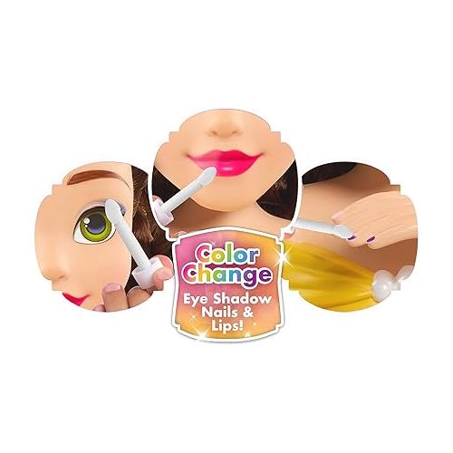 디즈니 Disney Princess Deluxe 14-inch Belle Styling Head with 12 Hair Styling Accessories, 13-pieces, Kids Toys for Ages 3 Up by Just Play
