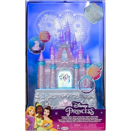 디즈니 Disney Princess Jewelry Box for Girls Disney 100th Celebration Princess Castle Keepsake Jewelry Box with Music & Firework-Like Light Show, Plays Song “A Dream Is a Wish Your Heart Makes”