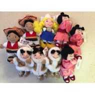 SET OF 9 Disneyland ITS A SMALL WORLD Plush Bean Bag Beanies with Tags