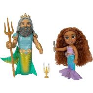 Disney The Little Mermaid Ariel Doll and King Triton Petite Gift Set, 6 Inches Tall with Dinglehopper, Candelabra and King Triton’s Trident Accessory Toys