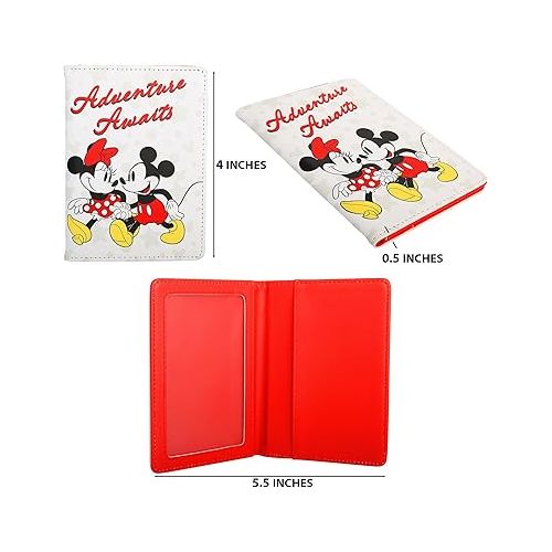 디즈니 Disney Mickey & Minnie Mouse Passport Holder - Officially Licensed Passport Holder for Women - Travel Essentials for Women