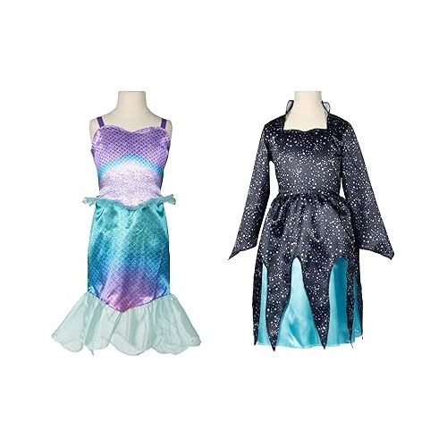 디즈니 Disney The Little Mermaid Ariel & Ursula Dress Up Trunk, Treasure Chest Includes Ariel and Ursula's Outfit Dresses with Accessories [Amazon Exclusive]