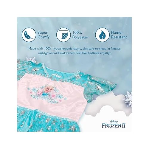 디즈니 Disney Girls' Frozen Fantasy Gown Nightgown, ELSA IN BLUE 2, 3T